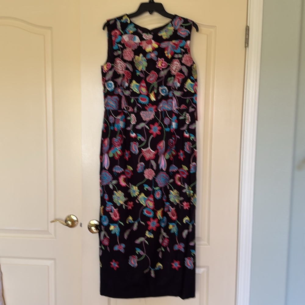 Monique Lhuillier multifloral jacquard embroidered midi dress